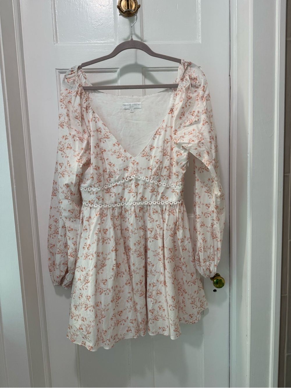CAROLINE CONSTAS Blakely Floral Cotton Mini Dress Blush Watercolor Floral - Picture 4 of 6